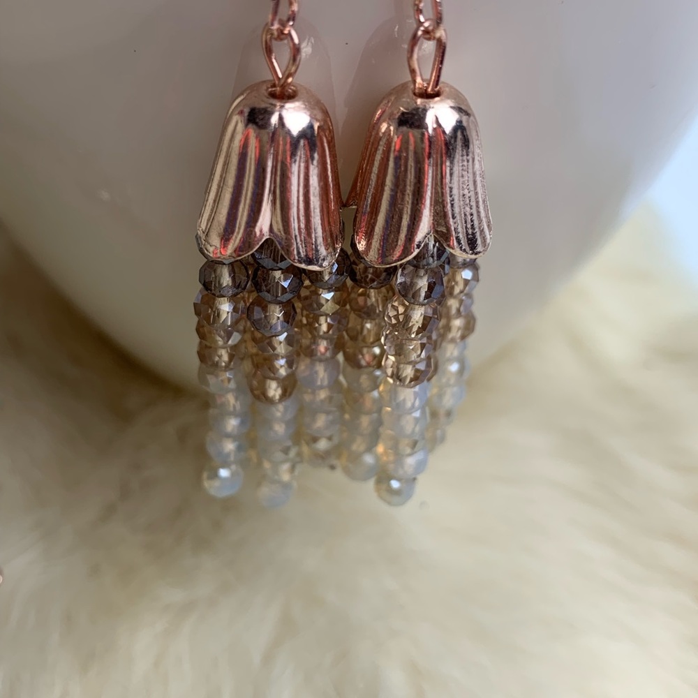 last one ROSE GOLD GLASS STONE NECKLACE SET - Picture 4 of 7